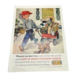 Vtg Print Ad MCM Bank of America Boy Runs Away From Home Barbara Bradley